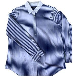 Lauren Ralph Lauren Button Up Shirt Womens 14 Blue White Stripes White Collar